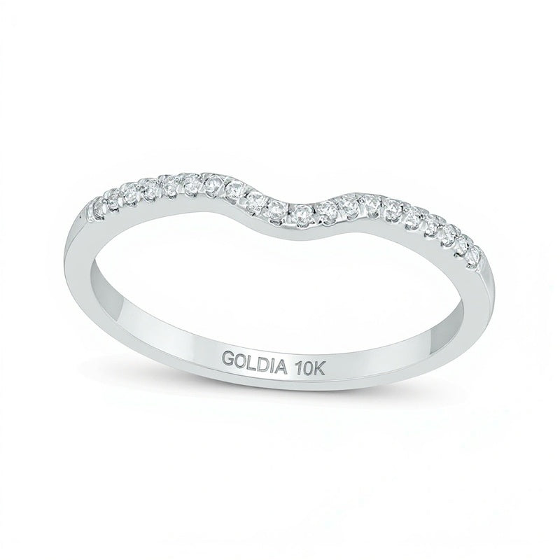 0.1 CT. TW Diamond Contour Wedding Band in 10K White Gold