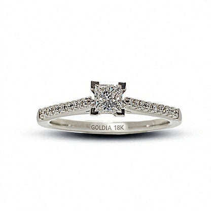 0.5 CT. TW Colourless Princess-Cut Diamond Solitaire Engagement Ring in 18K White Gold
