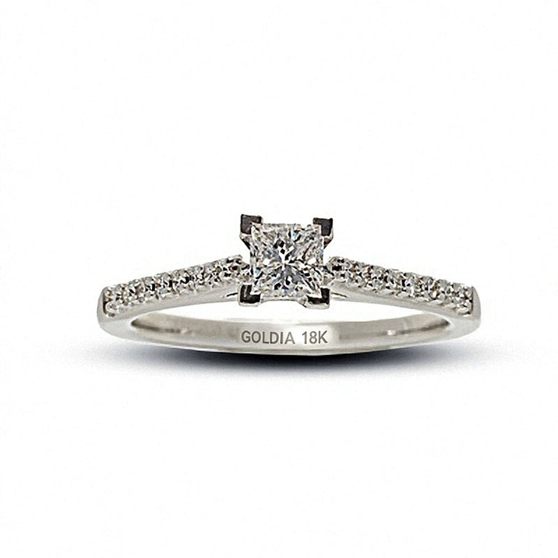 0.5 CT. TW Colourless Princess-Cut Diamond Solitaire Engagement Ring in 18K White Gold