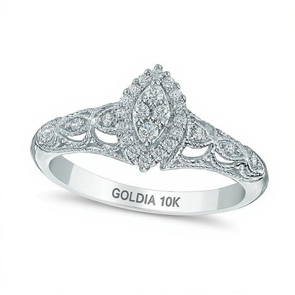 0.2 CT. TW Marquise Composite Diamond Frame Promise Ring in 10K White Gold