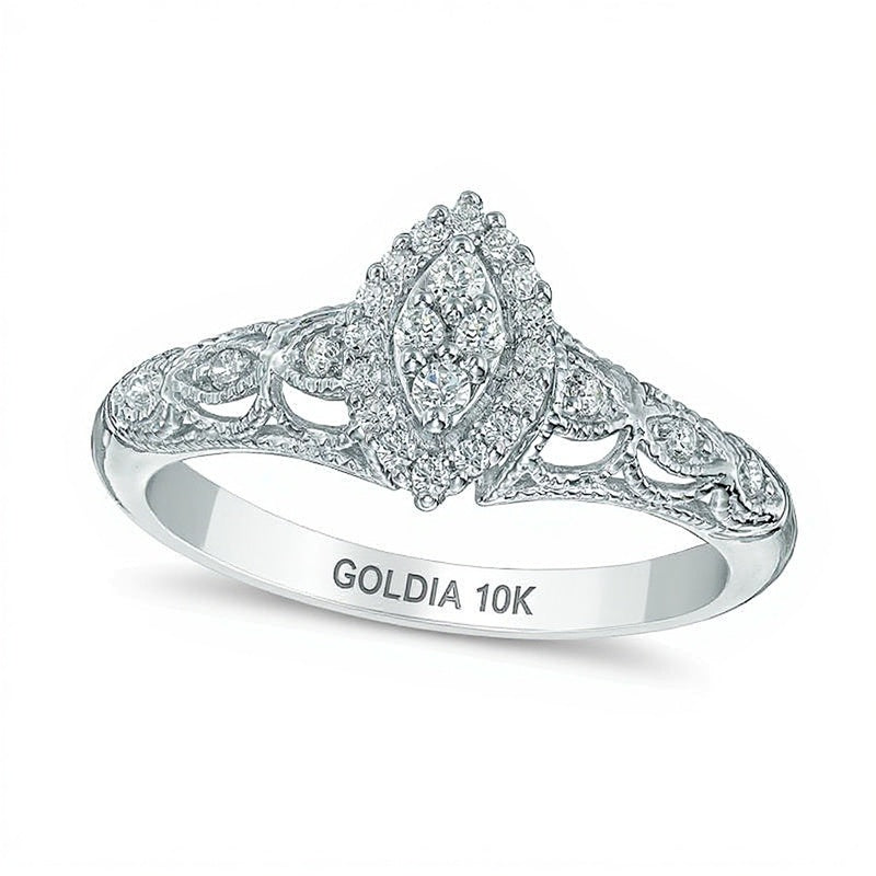 0.2 CT. TW Marquise Composite Diamond Frame Promise Ring in 10K White Gold