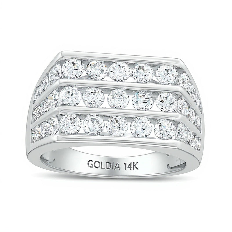 2.5 CT. TW Lab-Grown Diamond Triple Row Ring in 14K White Gold (F/SI2)