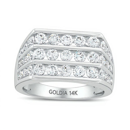 2.5 CT. TW Lab-Grown Diamond Triple Row Ring in 14K White Gold (F/SI2)
