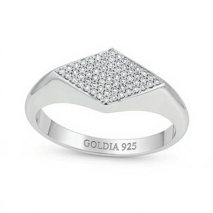 0.2 CT. TW Diamond Rhombus Signet Ring in Sterling Silver