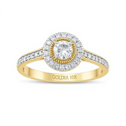 0.33 CT. TW Diamond Frame Vintage-Style Engagement Ring in 10K Gold