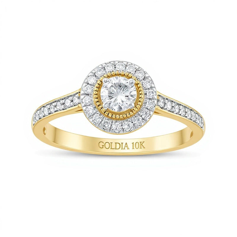 0.33 CT. TW Diamond Frame Vintage-Style Engagement Ring in 10K Gold
