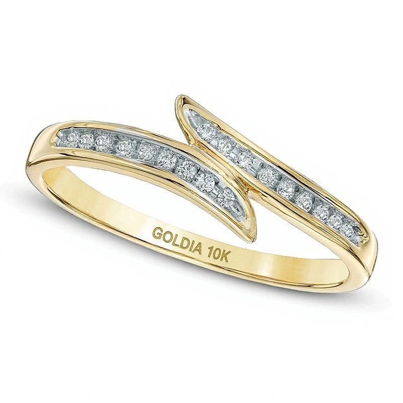0.1 CT. TW Diamond Bypass Ring in 10K Gold