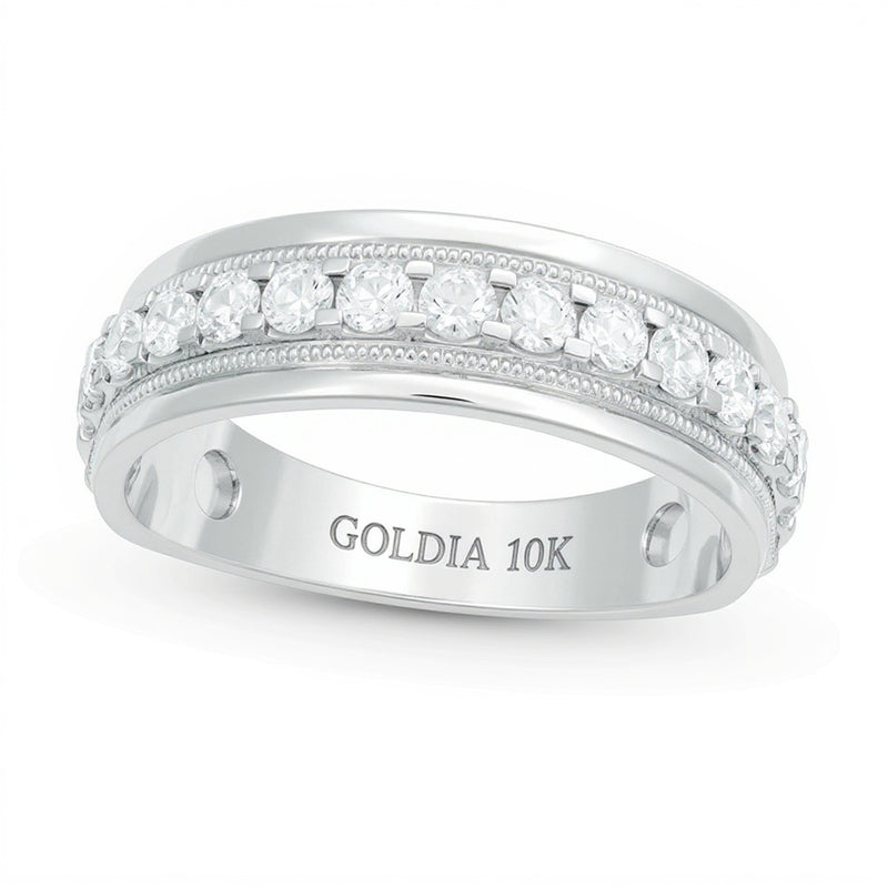 1.0 CT. TW Diamond Vintage-Style Wedding Band in 10K White Gold