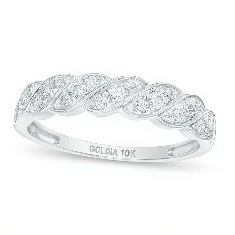 0.25 CT. TW Diamond Twist Wedding Band in 10K White Gold