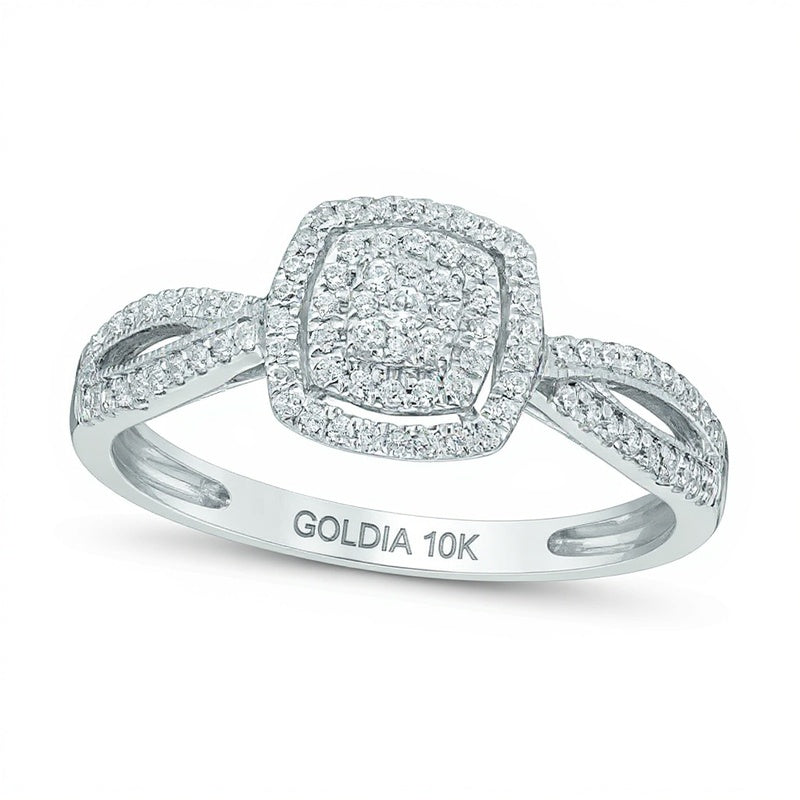 0.2 CT. TW Composite Diamond Frame Promise Ring in 10K White Gold