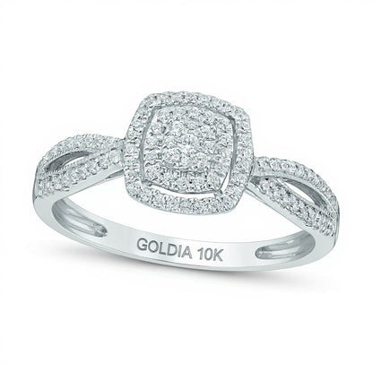 0.2 CT. TW Composite Diamond Frame Promise Ring in 10K White Gold
