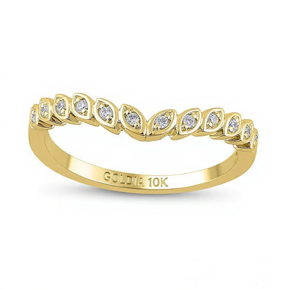 0.1 CT. TW Diamond Marquise Frame Contour Band in 10K Gold