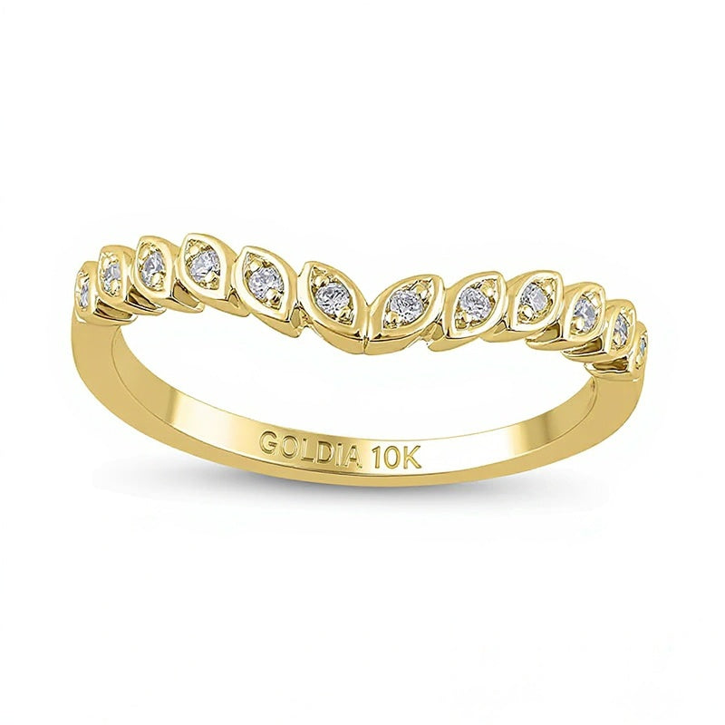 0.1 CT. TW Diamond Marquise Frame Contour Band in 10K Gold