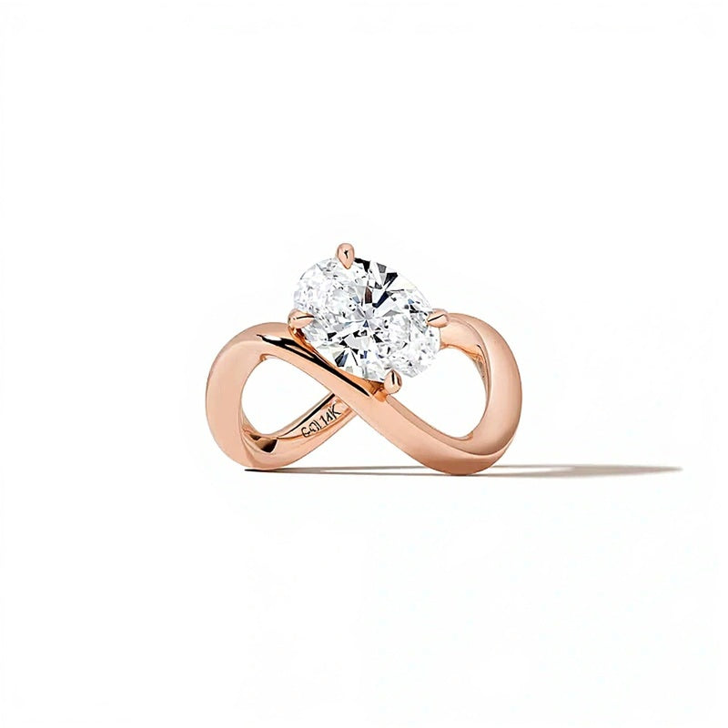 Zales x SHAHLA 2.0 CT. Oval Lab-Grown Diamond Solitaire Infinity Ring in 14K Rose Gold (F/VS2)