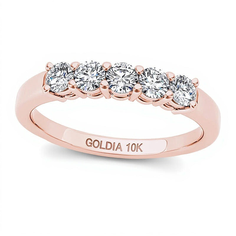 0.5 CT. TW Diamond Five Stone Anniversary Band in 10K Rose Gold