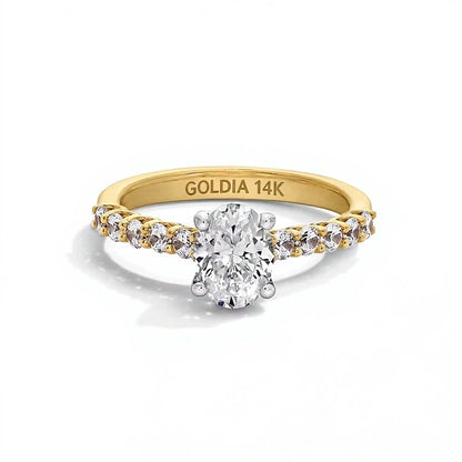 1.5 CT. TW Oval Lab-Grown Diamond Engagement Ring in 14K Gold (I/SI2)