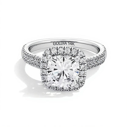2.63 CT. TW Cushion-Cut Lab-Grown Diamond Frame Ring in 14K White Gold (F/SI2)