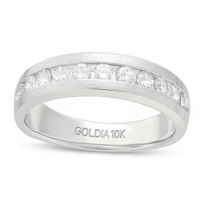 0.5 CT. TW Diamond Satin Wedding Band in 10K White Gold