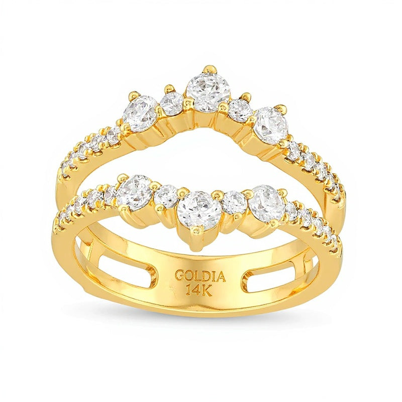 0.88 CT. TW Diamond Alternating Contour Solitaire Enhancer in 14K Gold