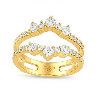 0.88 CT. TW Diamond Alternating Contour Solitaire Enhancer in 14K Gold