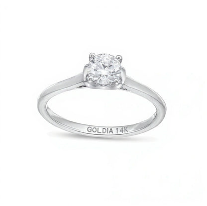 0.5 CT. Diamond Solitaire Engagement Ring in 14K White Gold