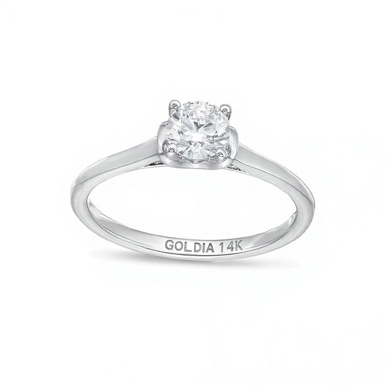 0.5 CT. Diamond Solitaire Engagement Ring in 14K White Gold