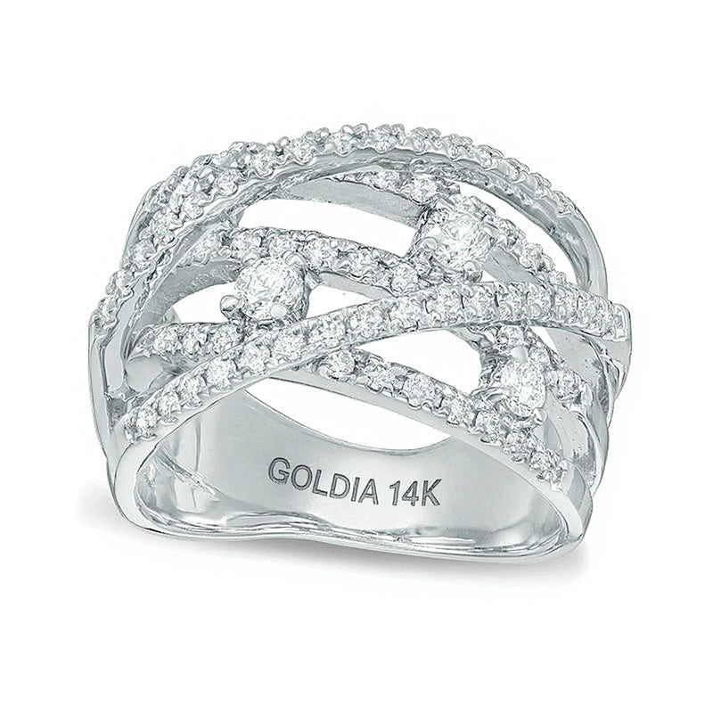 1.0 CT. TW Diamond Multi-Row Orbit Ring in 14K White Gold