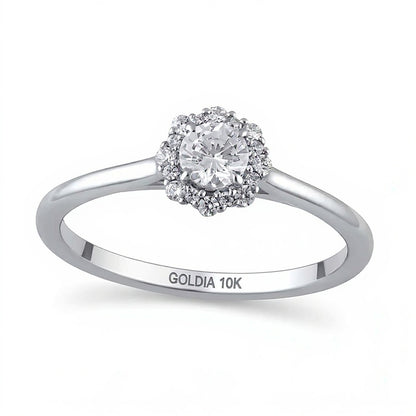 0.38 CT. TW Diamond Flower Frame Engagement Ring in 10K White Gold