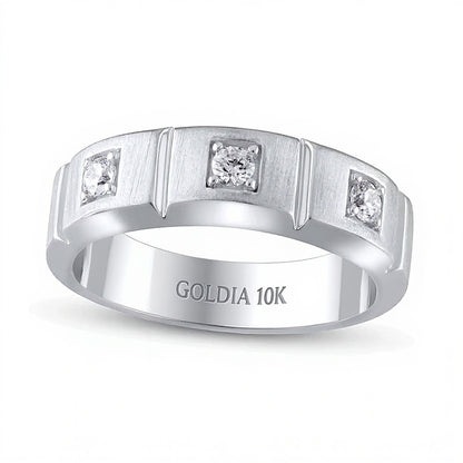 0.25 CT. TW Diamond Square Station Three Stone Band in 10K White Gold
