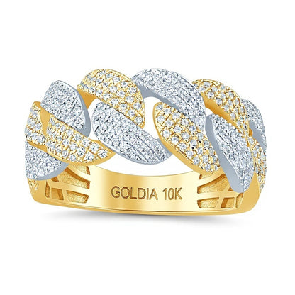 0.75 CT. TW Diamond Curb Link Ring in 10K Two Tone Gold