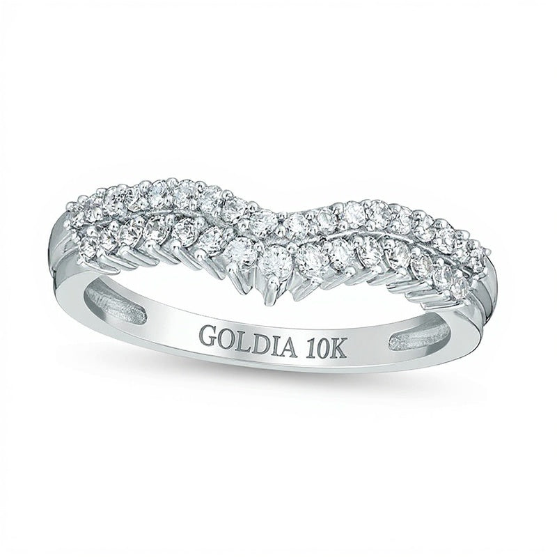 0.33 CT. TW Diamond Double Row Chevron Anniversary Band in 10K White Gold