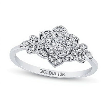 0.25 CT. TW Diamond Lotus Flower Ring in 10K White Gold