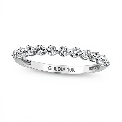White Lab-Created Sapphire Wedding Band in 10K White Gold