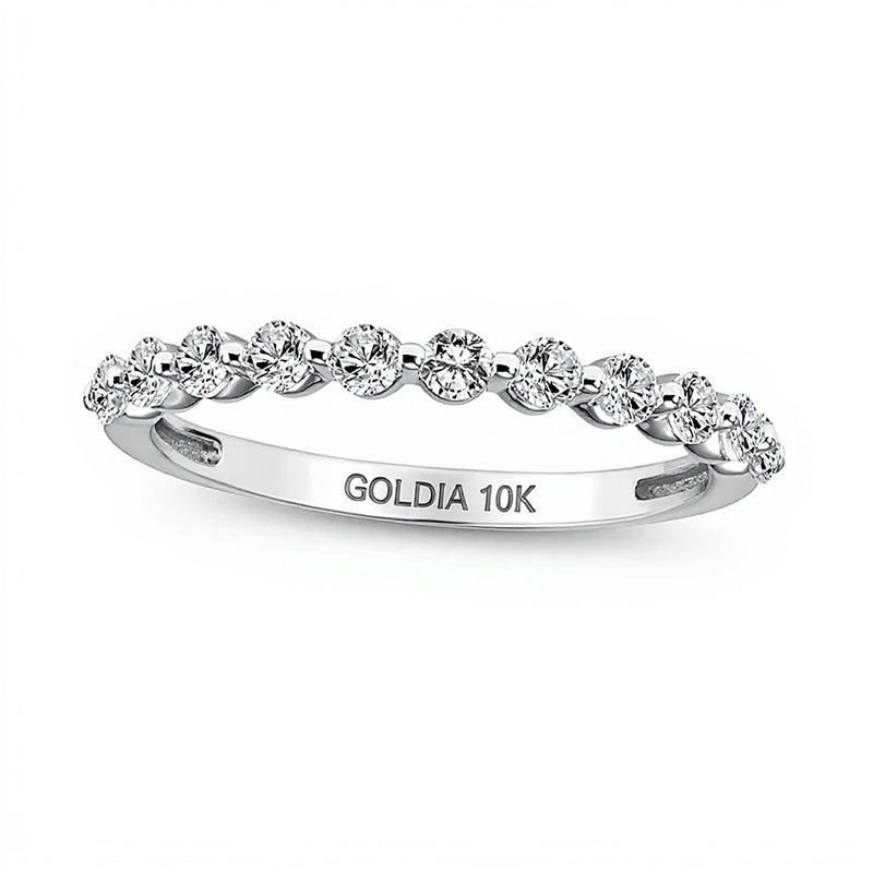 White Lab-Created Sapphire Wedding Band in 10K White Gold