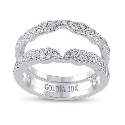 0.25 CT. TW Diamond Marquise-Shaped Alternating Milgrain Solitaire Enhancer in 10K White Gold