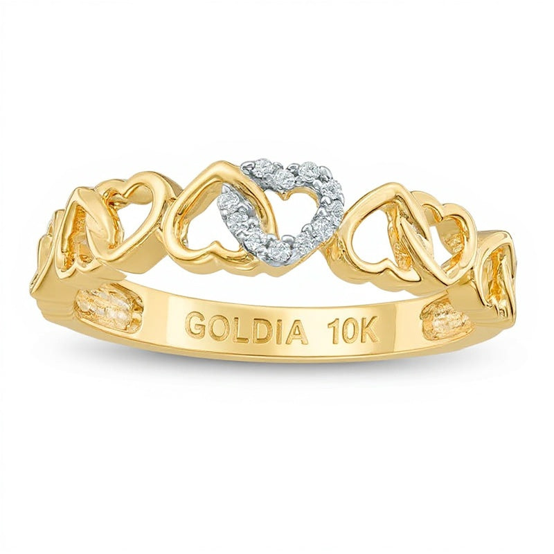 0.05 CT. TW Diamond Alternating Hearts Ring in 10K Gold