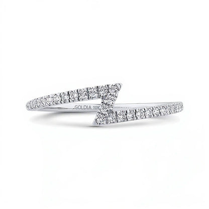 0.17 CT. TW Diamond Lightning Bolt Ring in 10K White Gold