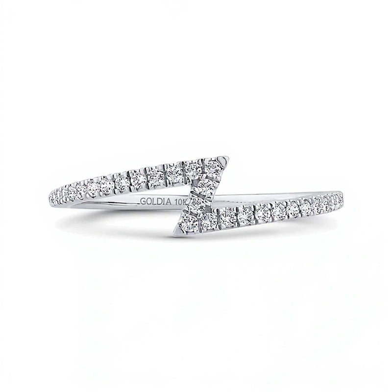 0.17 CT. TW Diamond Lightning Bolt Ring in 10K White Gold