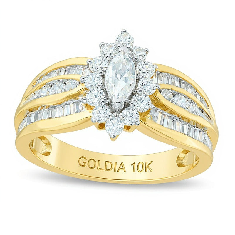1.0 CT. TW Marquise Diamond Frame Engagement Ring in 10K Gold