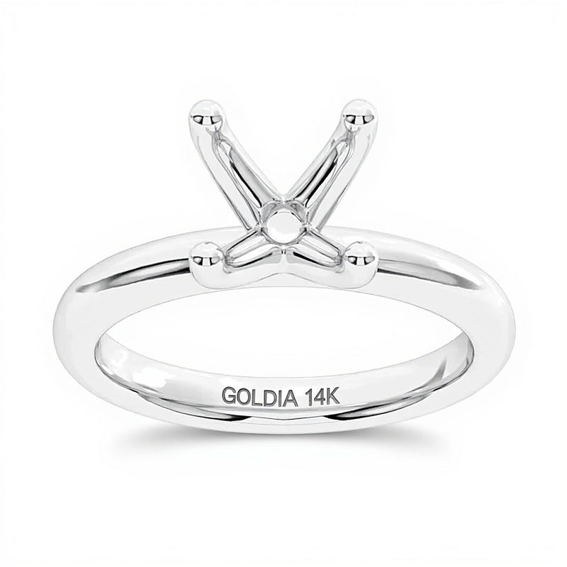 Classic Four-Prong Solitaire Semi-Mount Setting in 14K White Gold