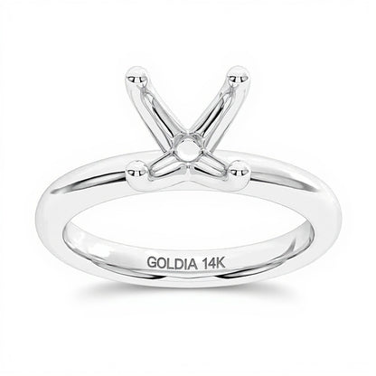 Classic Four-Prong Solitaire Semi-Mount Setting in 14K White Gold