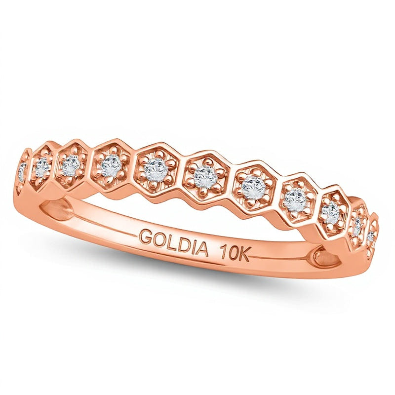 0.1 CT. TW Diamond Hexagon Stackable Band in 10K Rose Gold