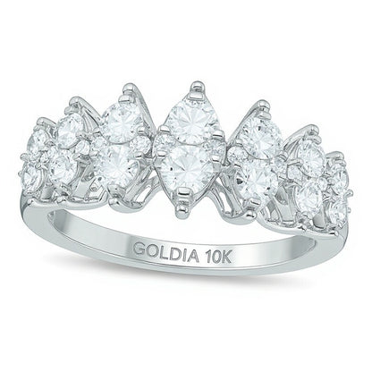 1.0 CT. TW Diamond Seven Stone Anniversary Ring in 10K White Gold
