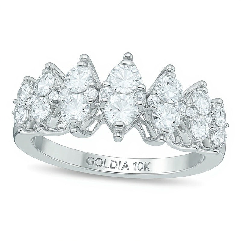1.0 CT. TW Diamond Seven Stone Anniversary Ring in 10K White Gold