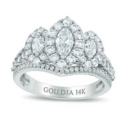 1.5 CT. TW Marquise Diamond Frame Past Present FutureÂ® Ring in 14K White Gold