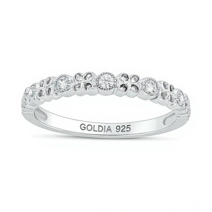 0.17 CT. TW Diamond Vintage-Style Clover Stackable Band in Sterling Silver