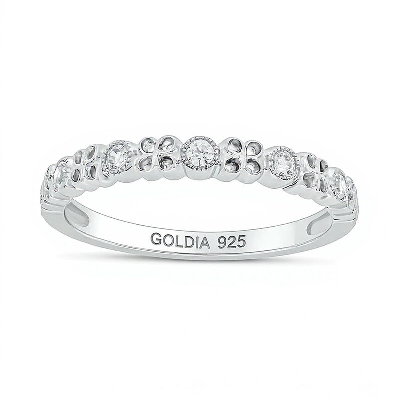 0.17 CT. TW Diamond Vintage-Style Clover Stackable Band in Sterling Silver