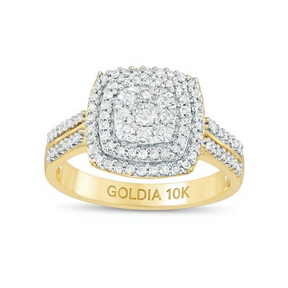 0.38 CT. TW Diamond Double Cushion Frame Ring in 10K Gold