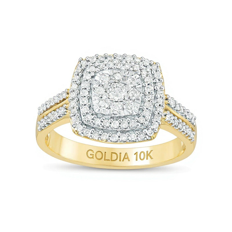 0.38 CT. TW Diamond Double Cushion Frame Ring in 10K Gold
