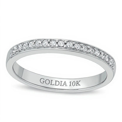 0.1 CT. TW Diamond Wedding Band in 10K White Gold